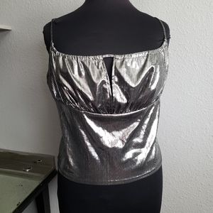 Metallic silver blouse from Dolls Kill